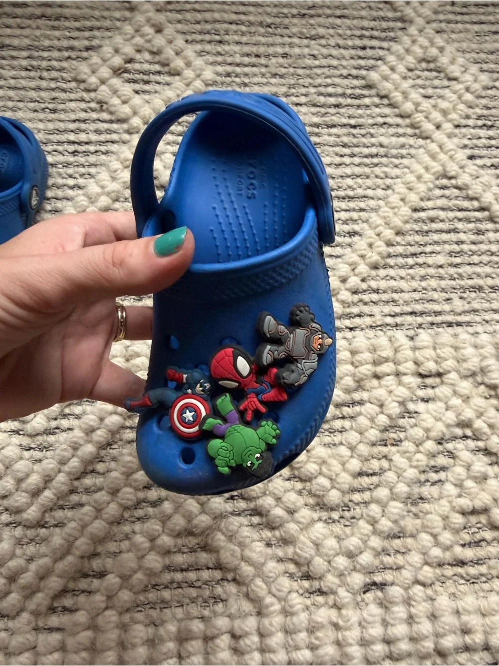 Kids Blue Crocs with Superhero Charms